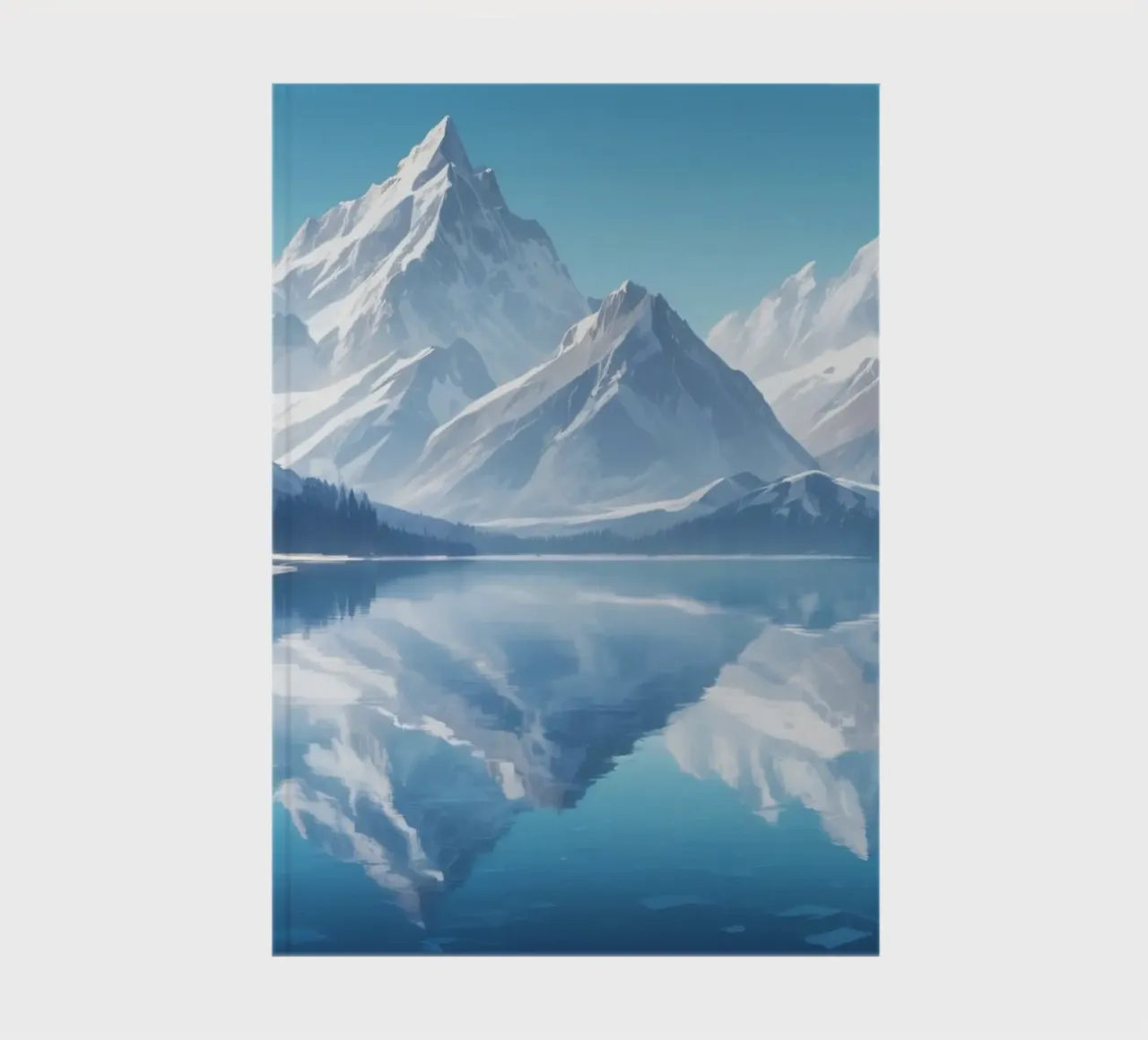 Majestic mountains reflected in a serene lake surrounded notebook by DesignDoodle