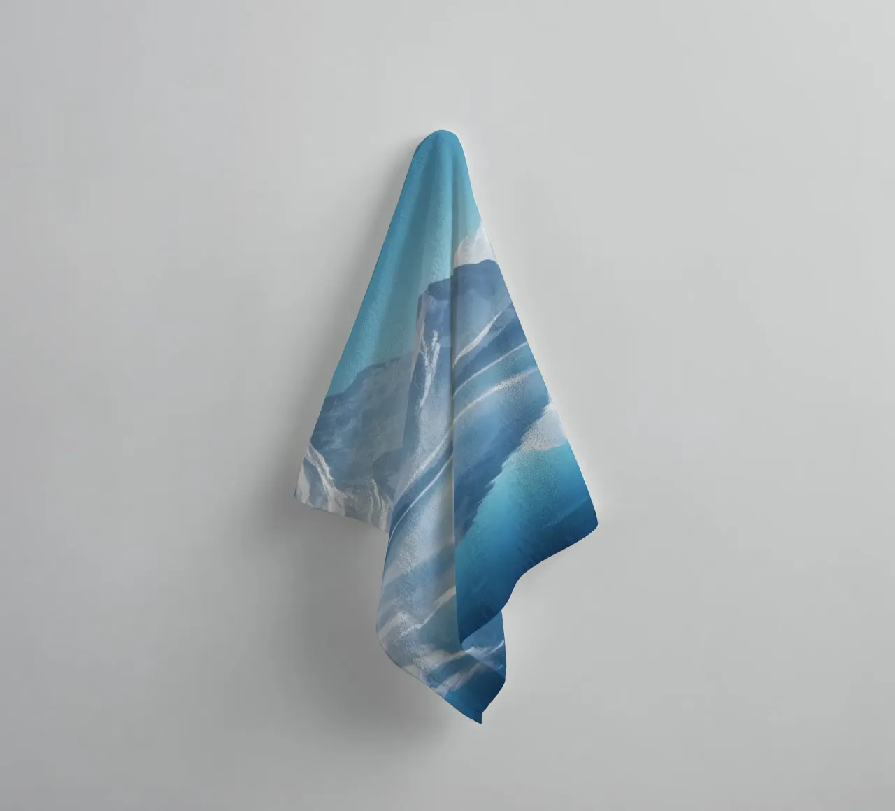 Majestic mountains reflected in a serene lake surrounded towel by DesignDoodle