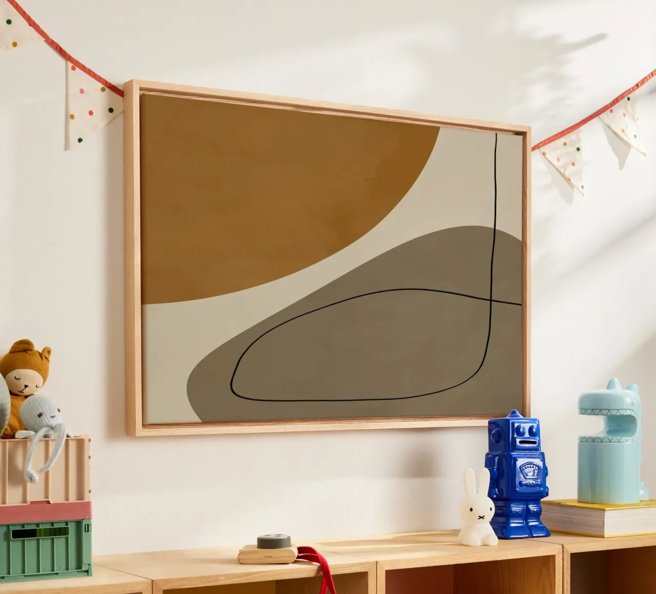 Organic Abstract Shapes #3 canvas with Floater frame by Alisa Galitsyna