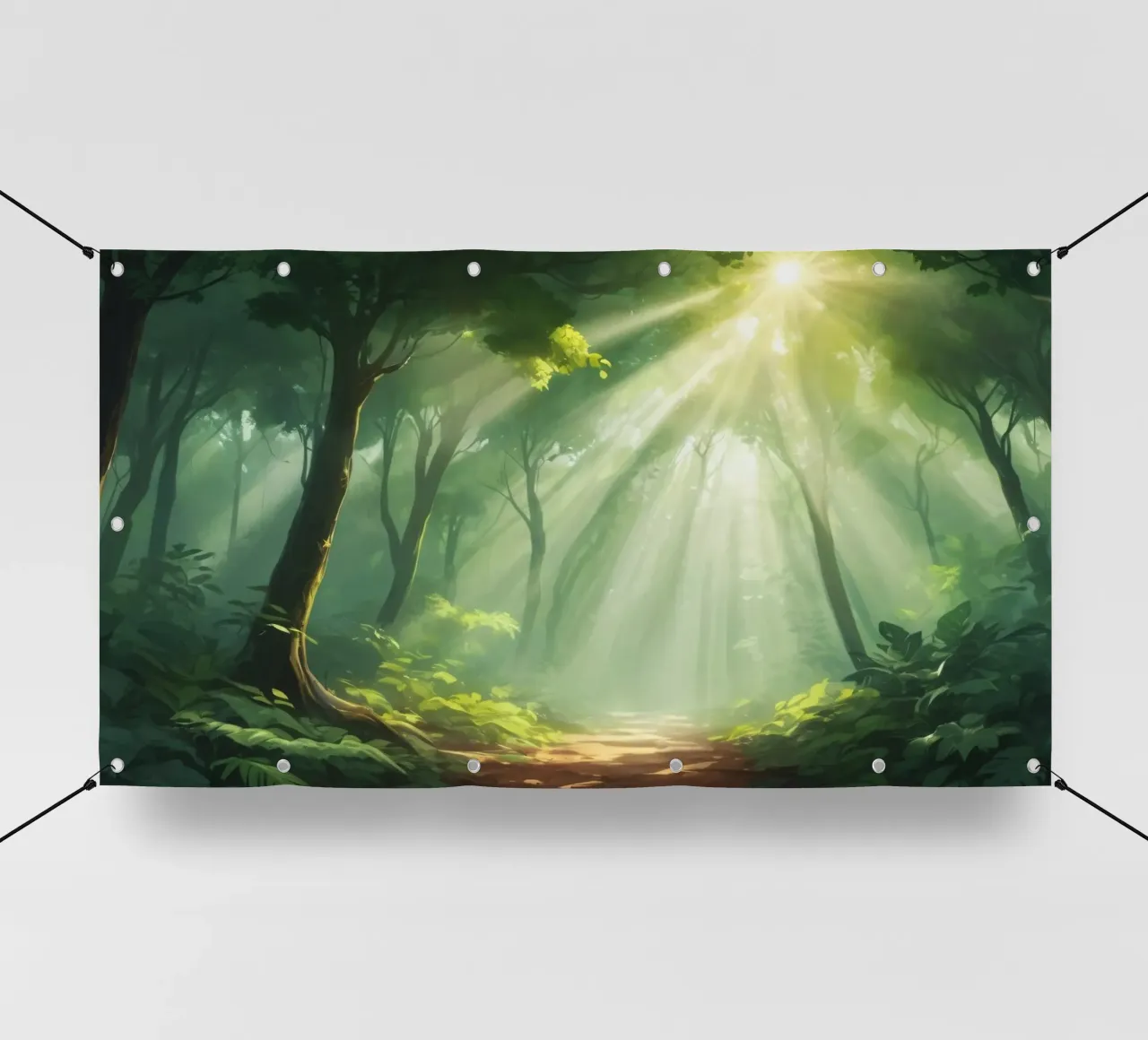 Sunlight filters through a lush forest creating a serene pvc cover by DesignDoodle