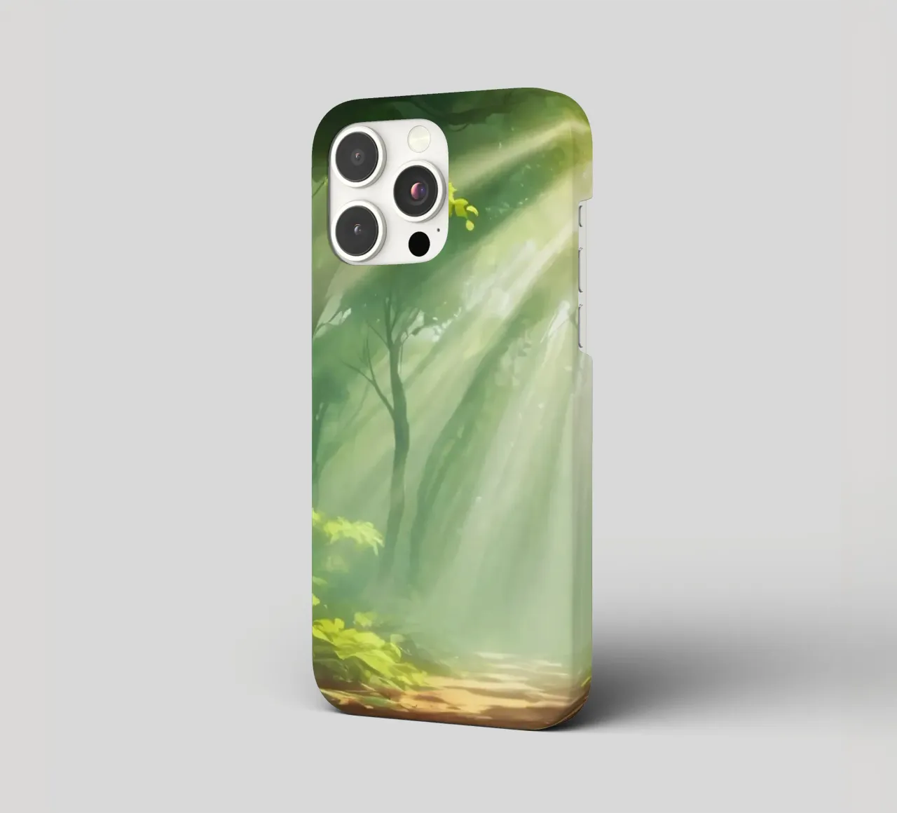 Sunlight filters through a lush forest creating a serene iphone case by DesignDoodle