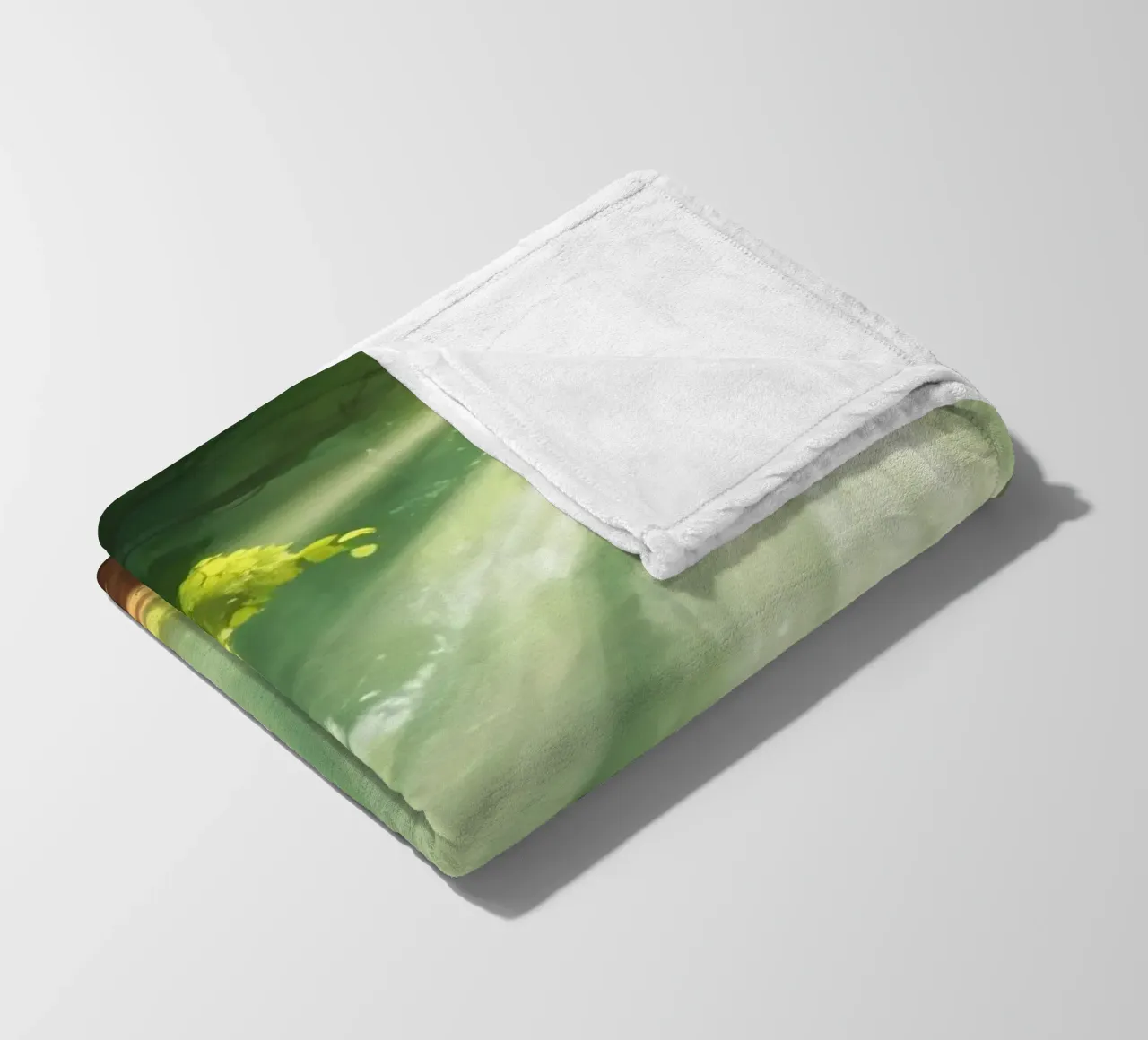 Sunlight filters through a lush forest creating a serene fleece blanket by DesignDoodle