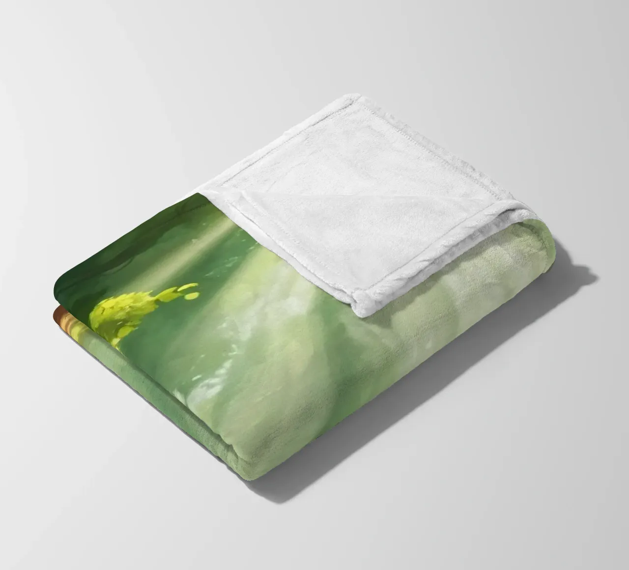 Sunlight filters through a lush forest creating a serene fleece blanket by DesignDoodle