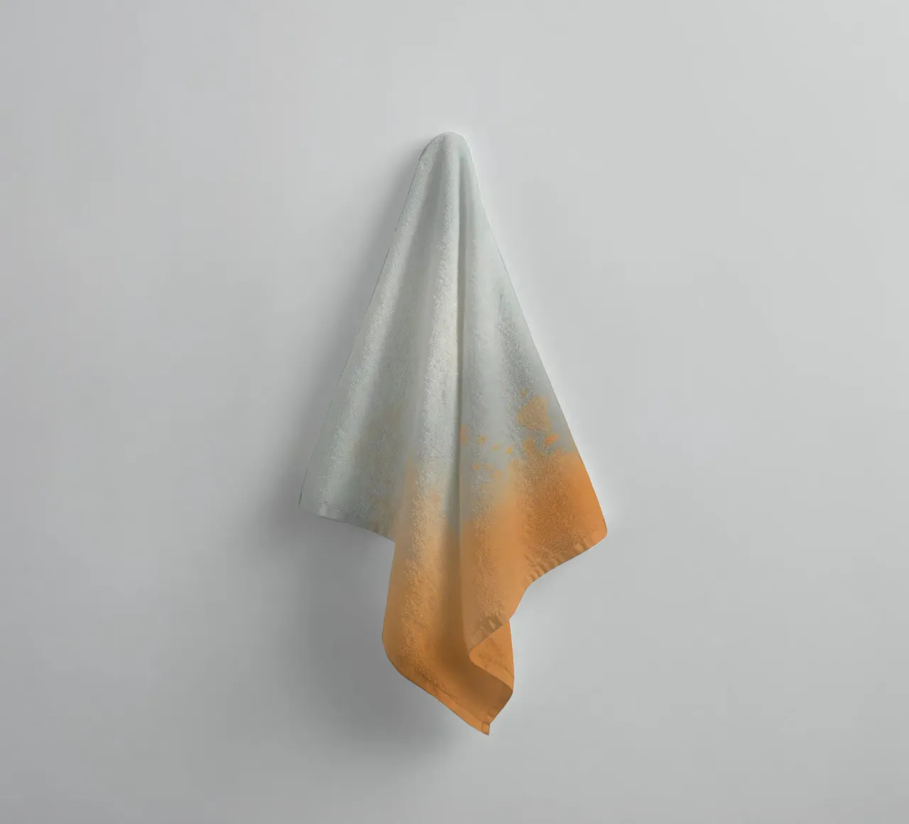 Abstract design featuring soft orange hues and gray tones towel by DesignDoodle