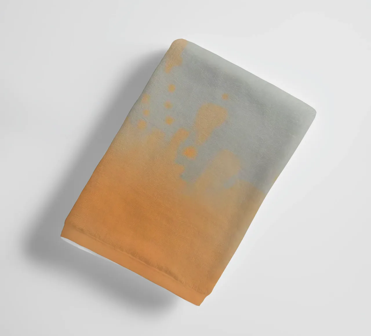 Abstract design featuring soft orange hues and gray tones towel by DesignDoodle