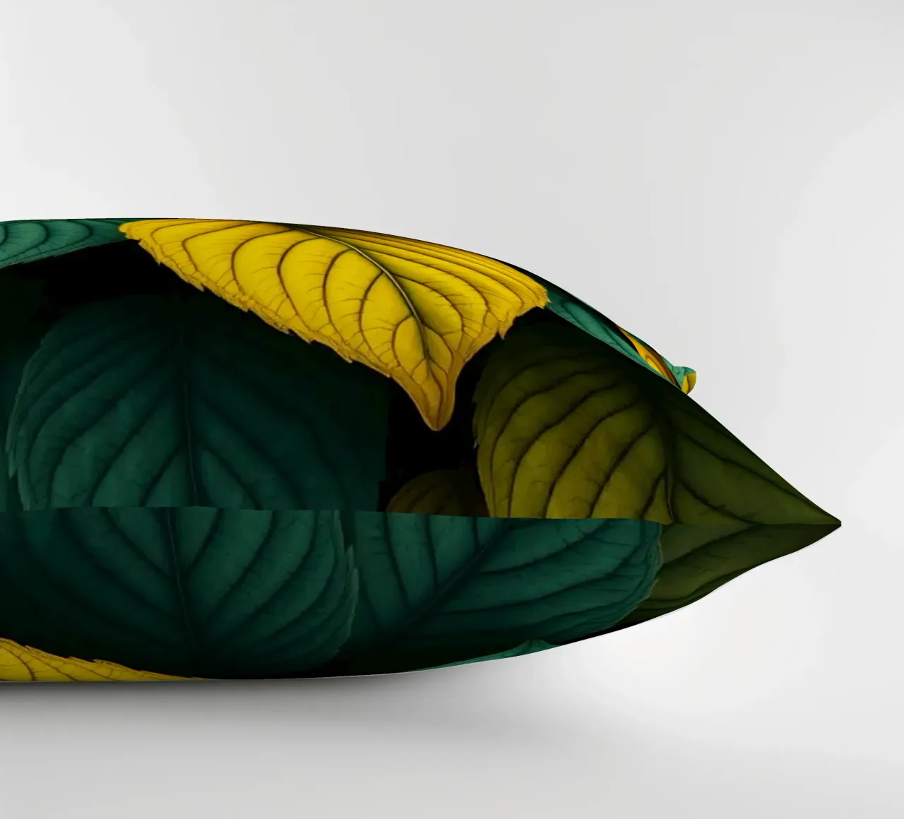 Disposizione di foglie colorate con texture e motivi ricchi di colore cuscino da DesignDoodle