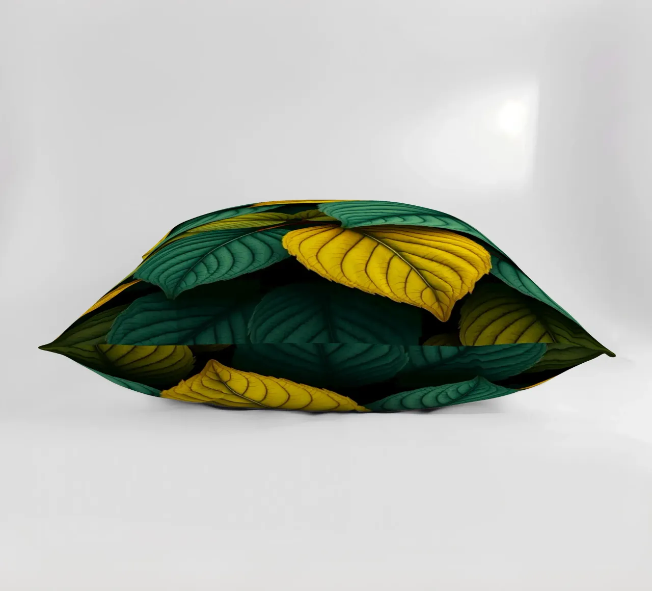 Disposizione di foglie colorate con texture e motivi ricchi di colore cuscino da DesignDoodle