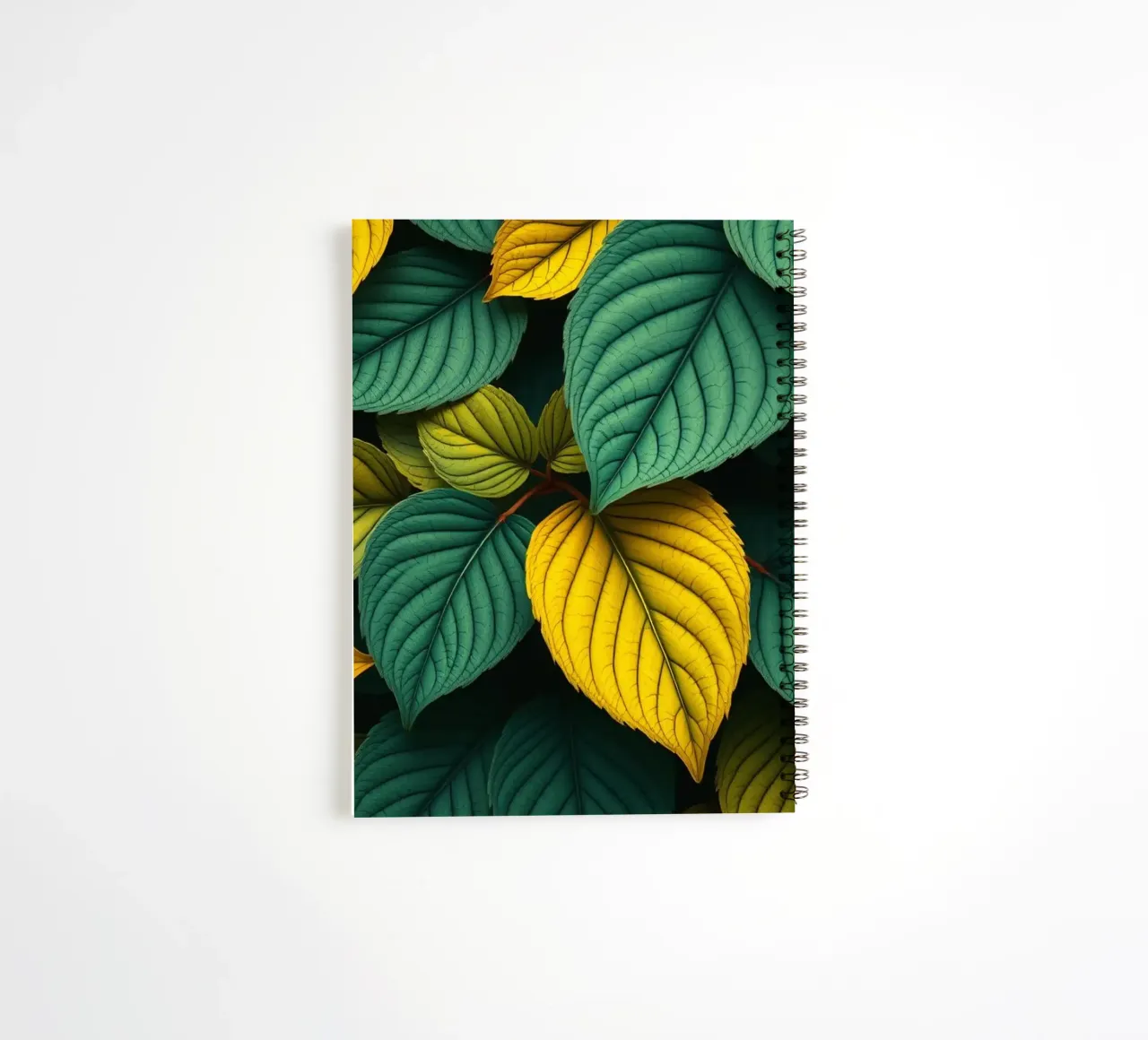 Colorful leaf arrangement with rich textures and patterns spiral notebook by DesignDoodle