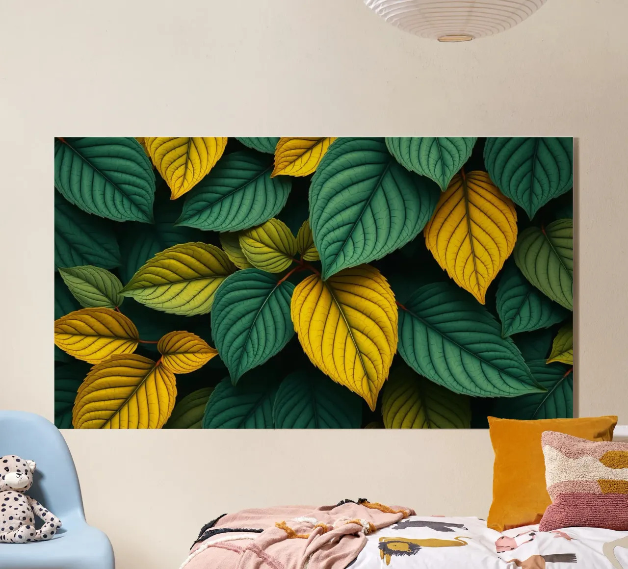 Disposizione di foglie colorate con texture e motivi ricchi di colore plexiglass da DesignDoodle