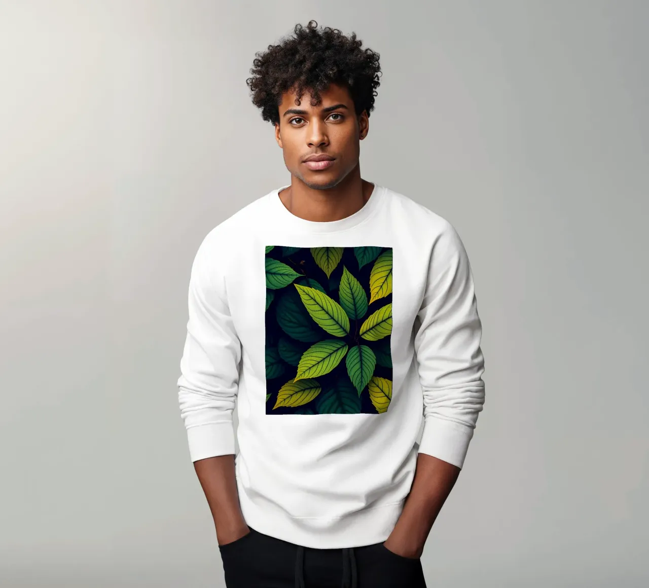 Exploring the beauty of abstract green leaf patterns sweatshirt by DesignDoodle