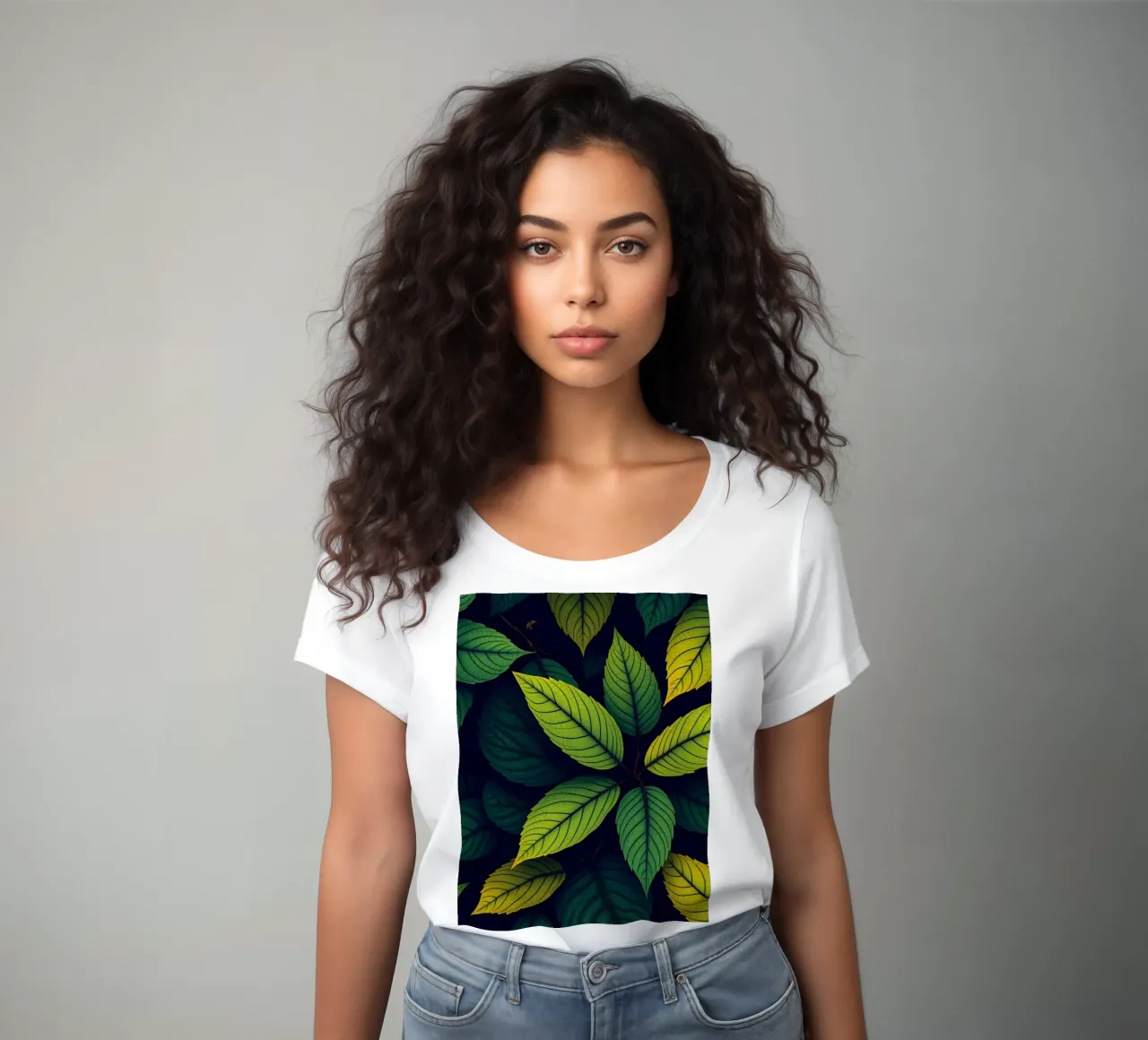 Exploring the beauty of abstract green leaf patterns women's fitted t-shirt by DesignDoodle