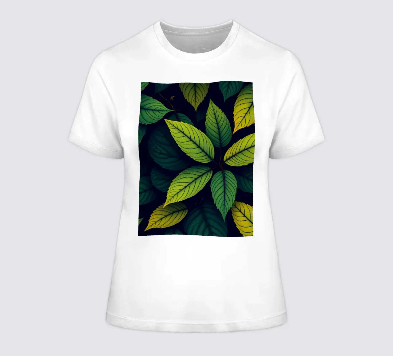Exploring the beauty of abstract green leaf patterns women's fitted t-shirt by DesignDoodle