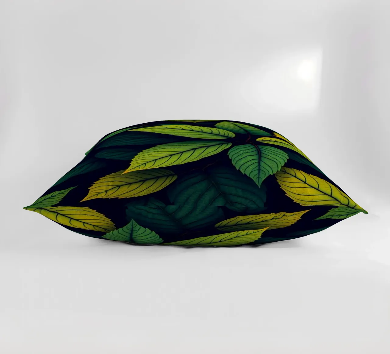Exploring the beauty of abstract green leaf patterns decorative cushion by DesignDoodle