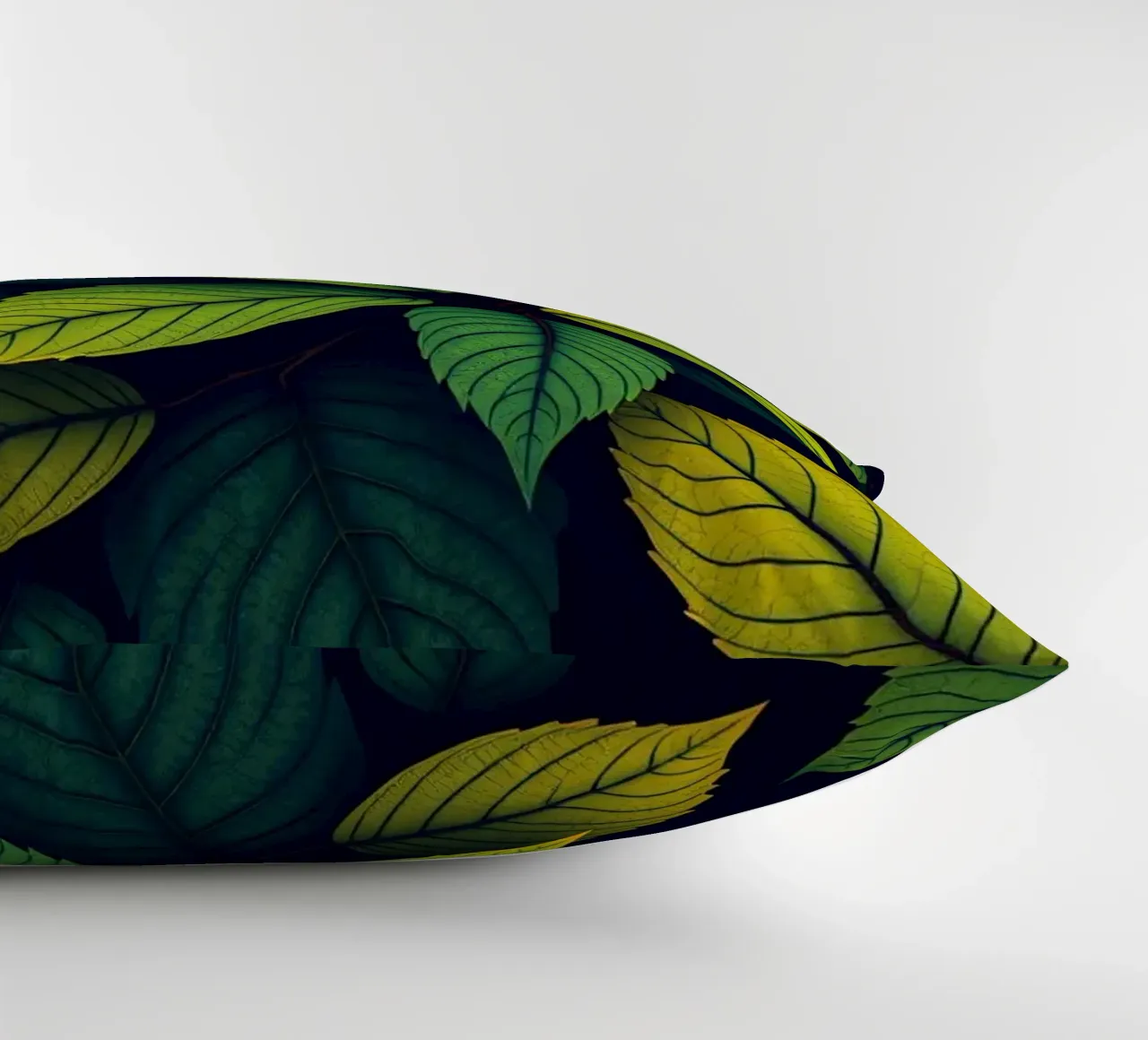 Exploring the beauty of abstract green leaf patterns decorative cushion by DesignDoodle