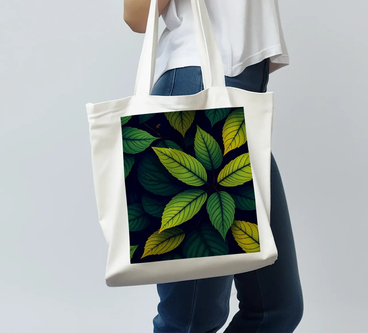 Exploring the beauty of abstract green leaf patterns tote bag by DesignDoodle