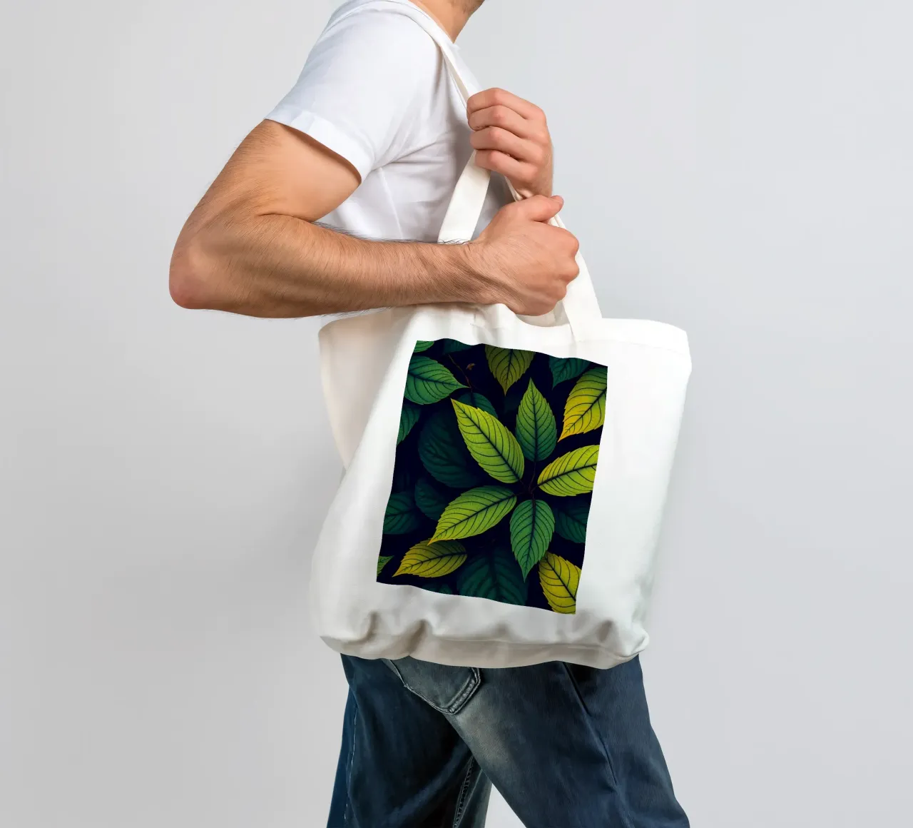 Exploring the beauty of abstract green leaf patterns tote bag by DesignDoodle