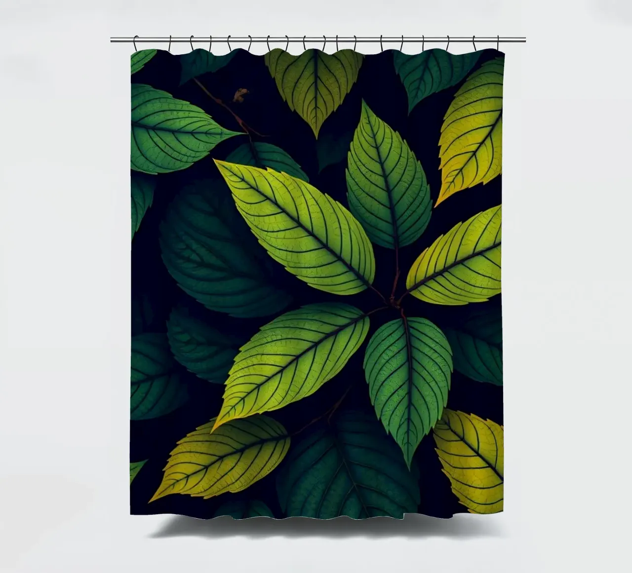 Exploring the beauty of abstract green leaf patterns shower curtain by DesignDoodle