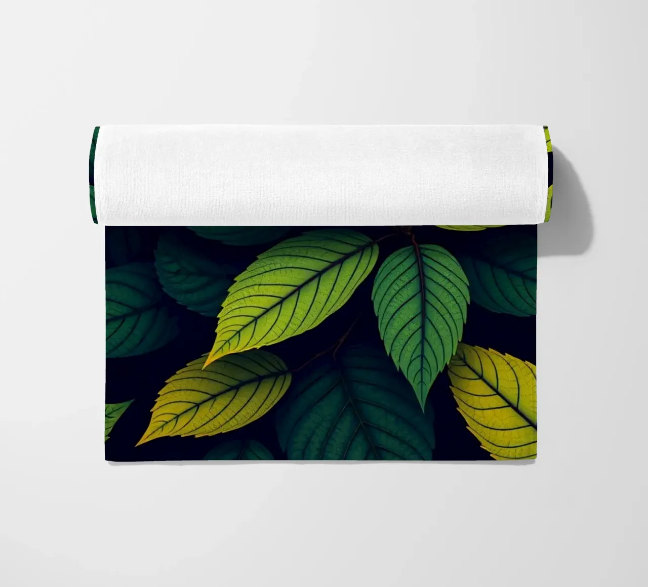 Exploring the beauty of abstract green leaf patterns beach towel by DesignDoodle