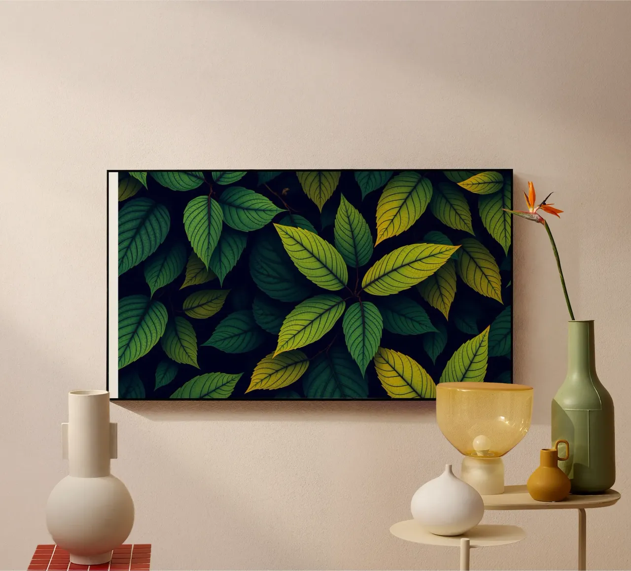 Exploring the beauty of abstract green leaf patterns acrylic glass by DesignDoodle