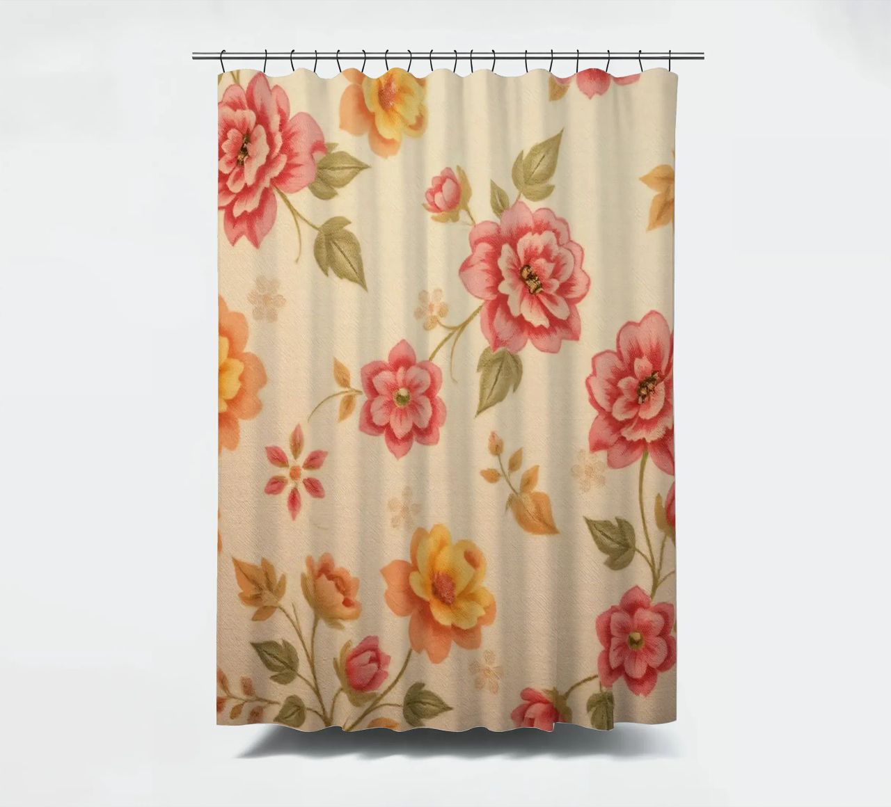 Bellissimo motivo floreale con colori vivaci su un retro leggero tenda da doccia da DesignDoodle