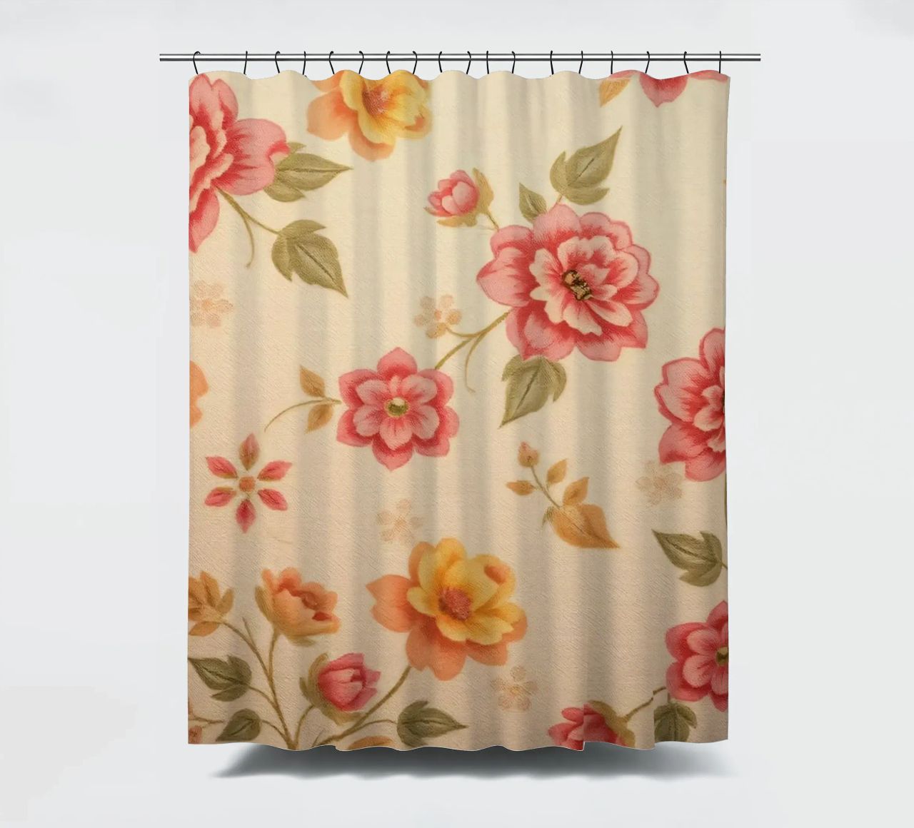 Bellissimo motivo floreale con colori vivaci su un retro leggero tenda da doccia da DesignDoodle