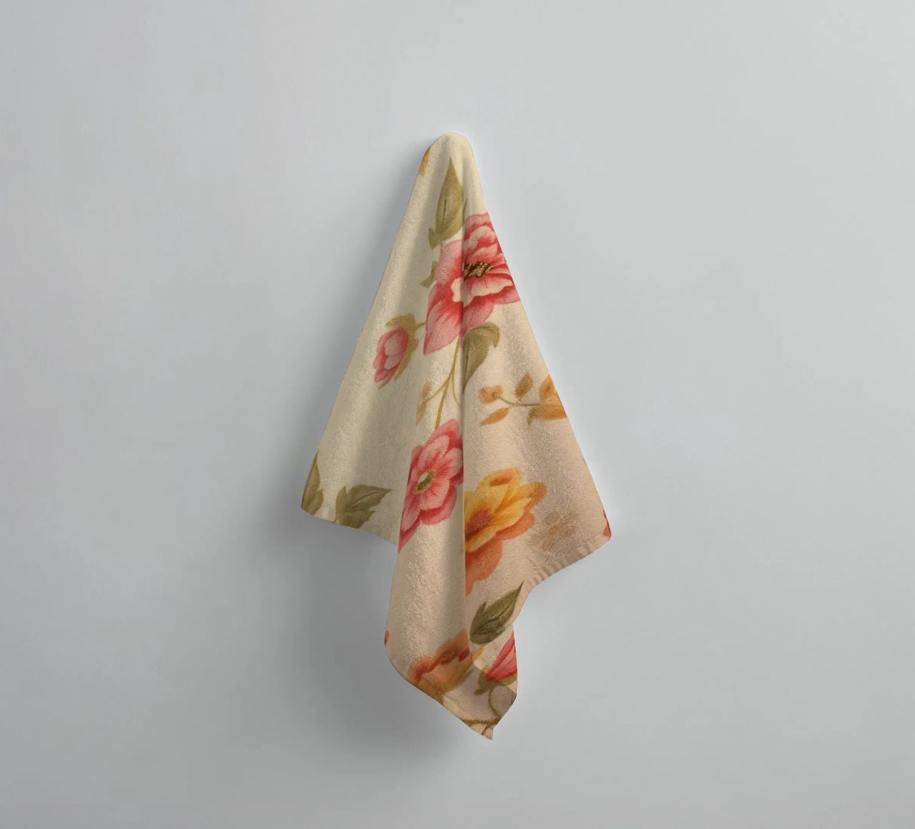 Beautiful floral pattern with vibrant colors on a light back towel by DesignDoodle