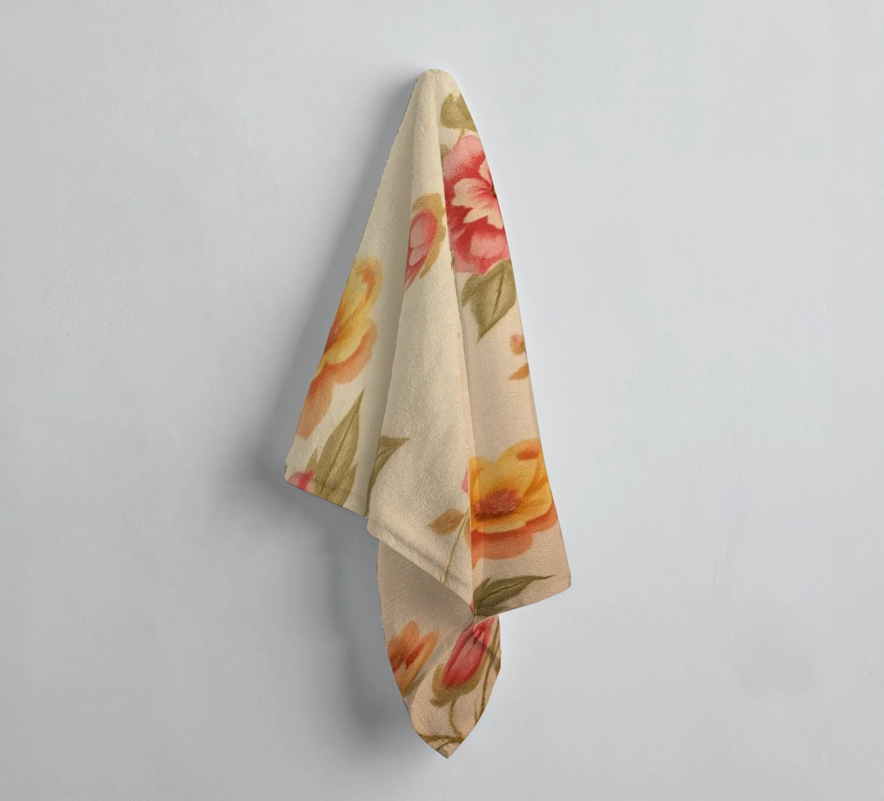 Beautiful floral pattern with vibrant colors on a light back towel by DesignDoodle