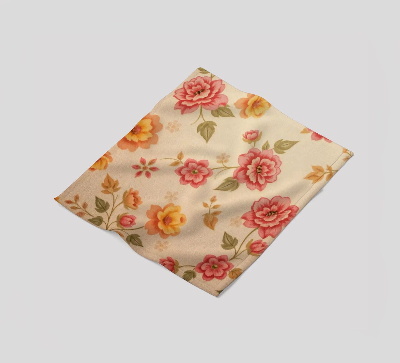 Beautiful floral pattern with vibrant colors on a light back fleece blanket by DesignDoodle