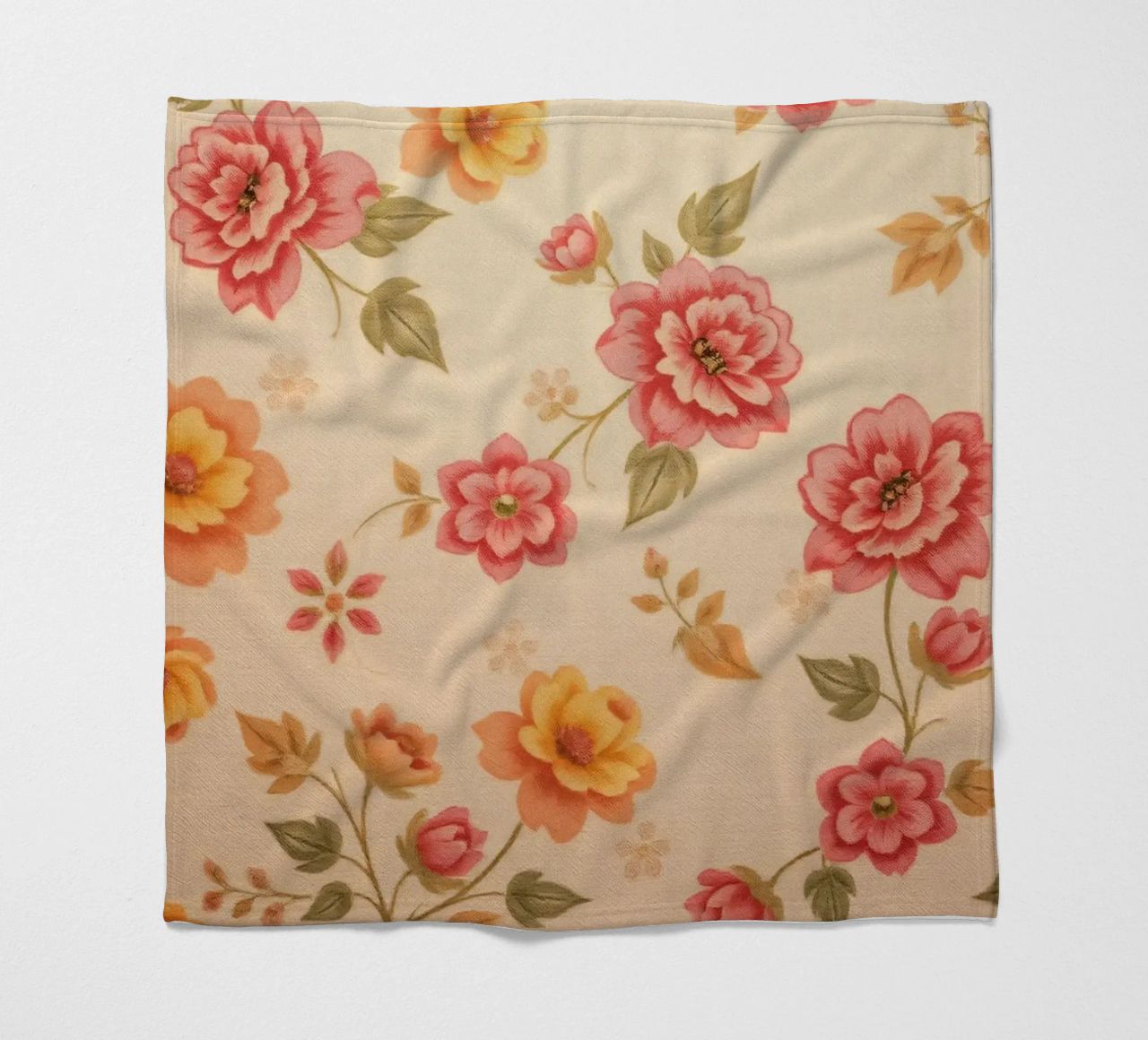 Beautiful floral pattern with vibrant colors on a light back fleece blanket by DesignDoodle