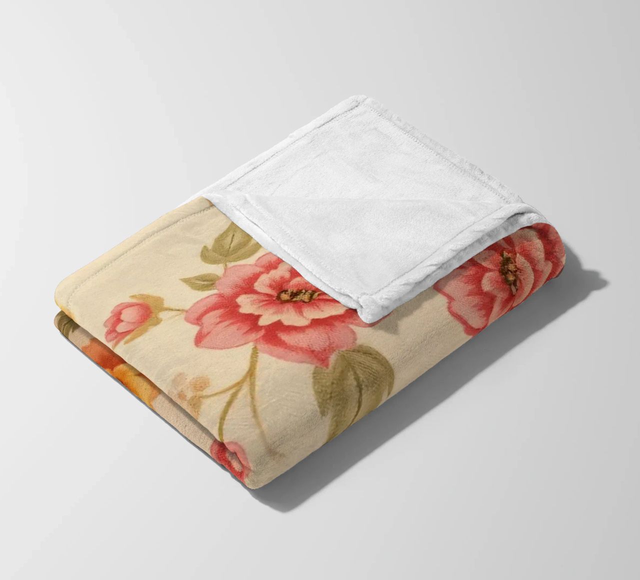 Beautiful floral pattern with vibrant colors on a light back fleece blanket by DesignDoodle