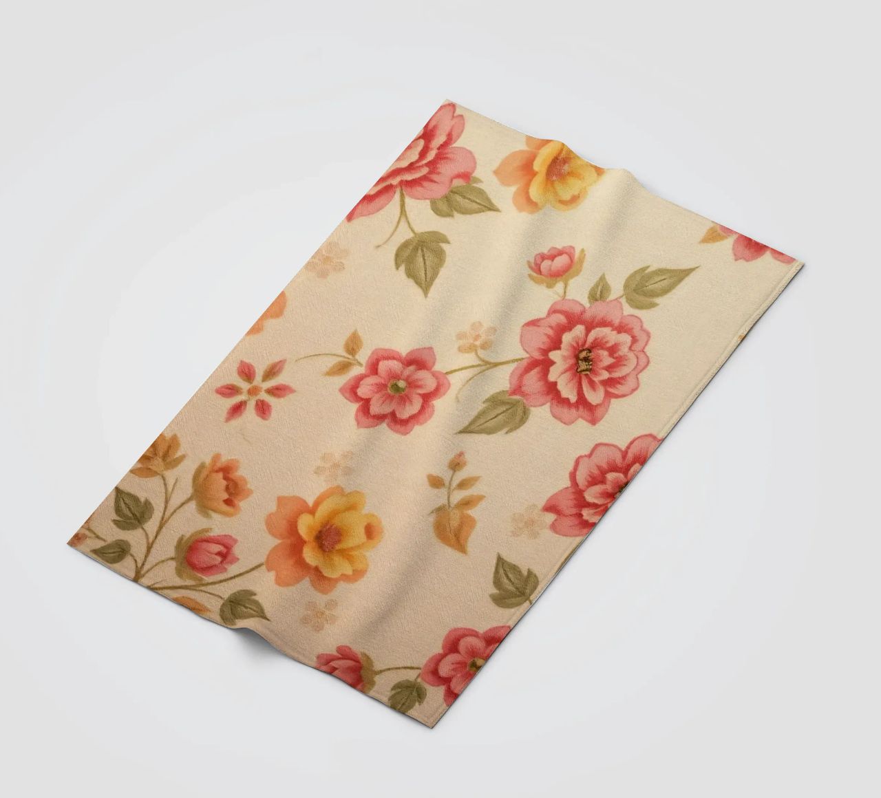 Beautiful floral pattern with vibrant colors on a light back fleece blanket by DesignDoodle