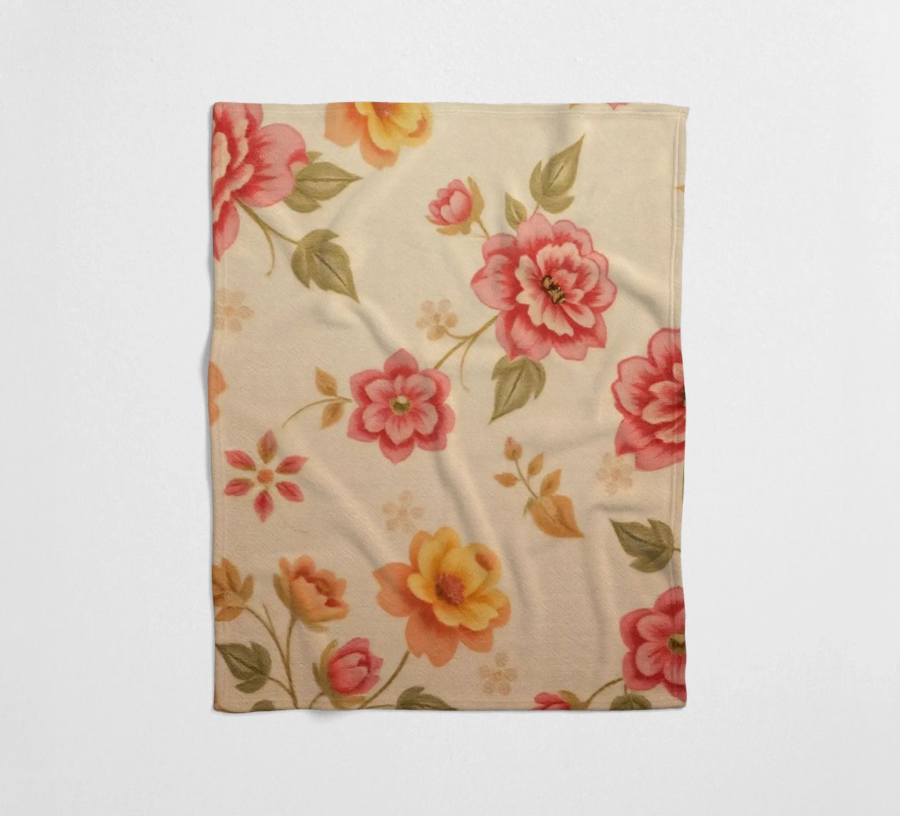 Beautiful floral pattern with vibrant colors on a light back fleece blanket by DesignDoodle