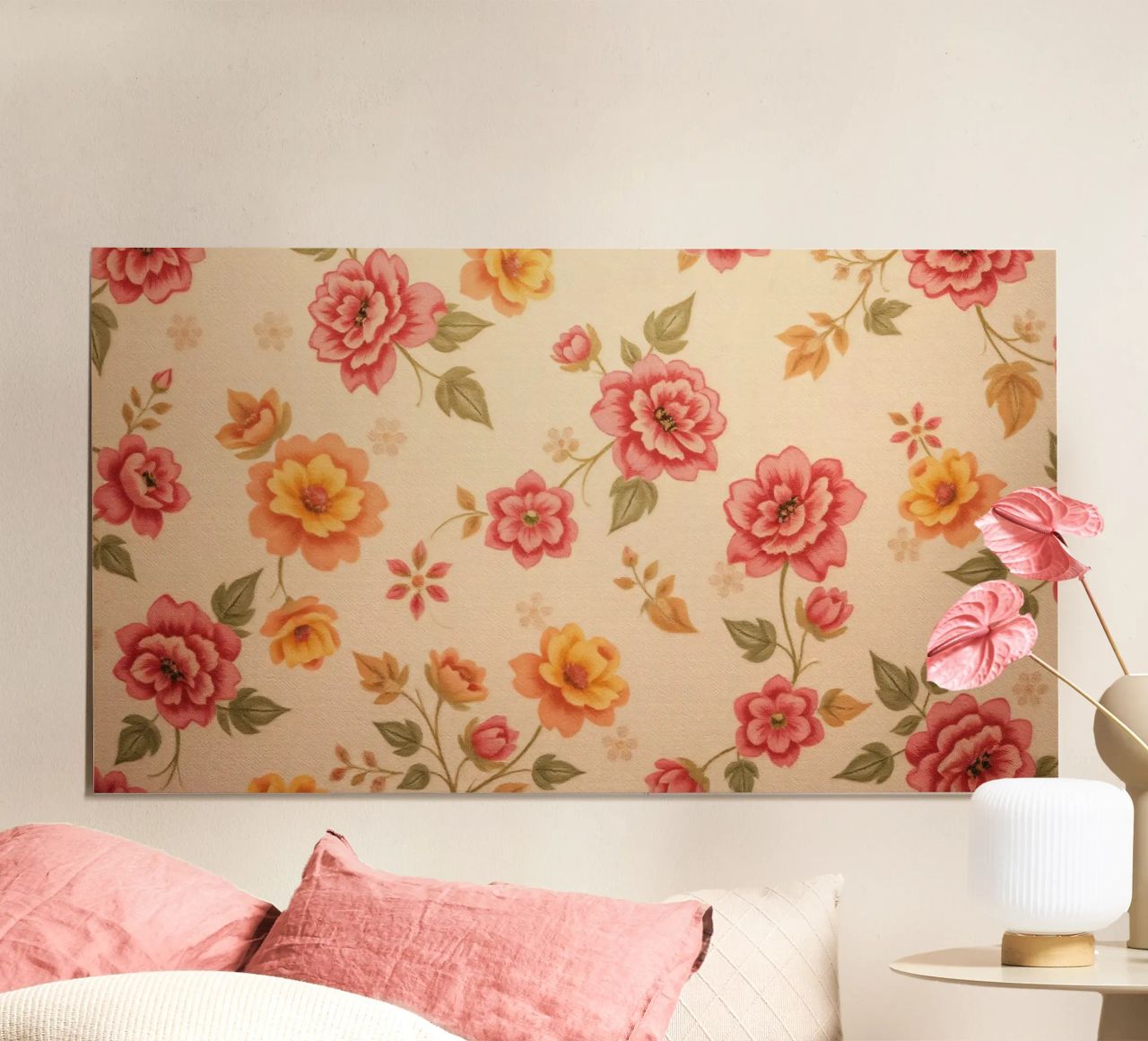 Beautiful floral pattern with vibrant colors on a light back hahnemühle by DesignDoodle