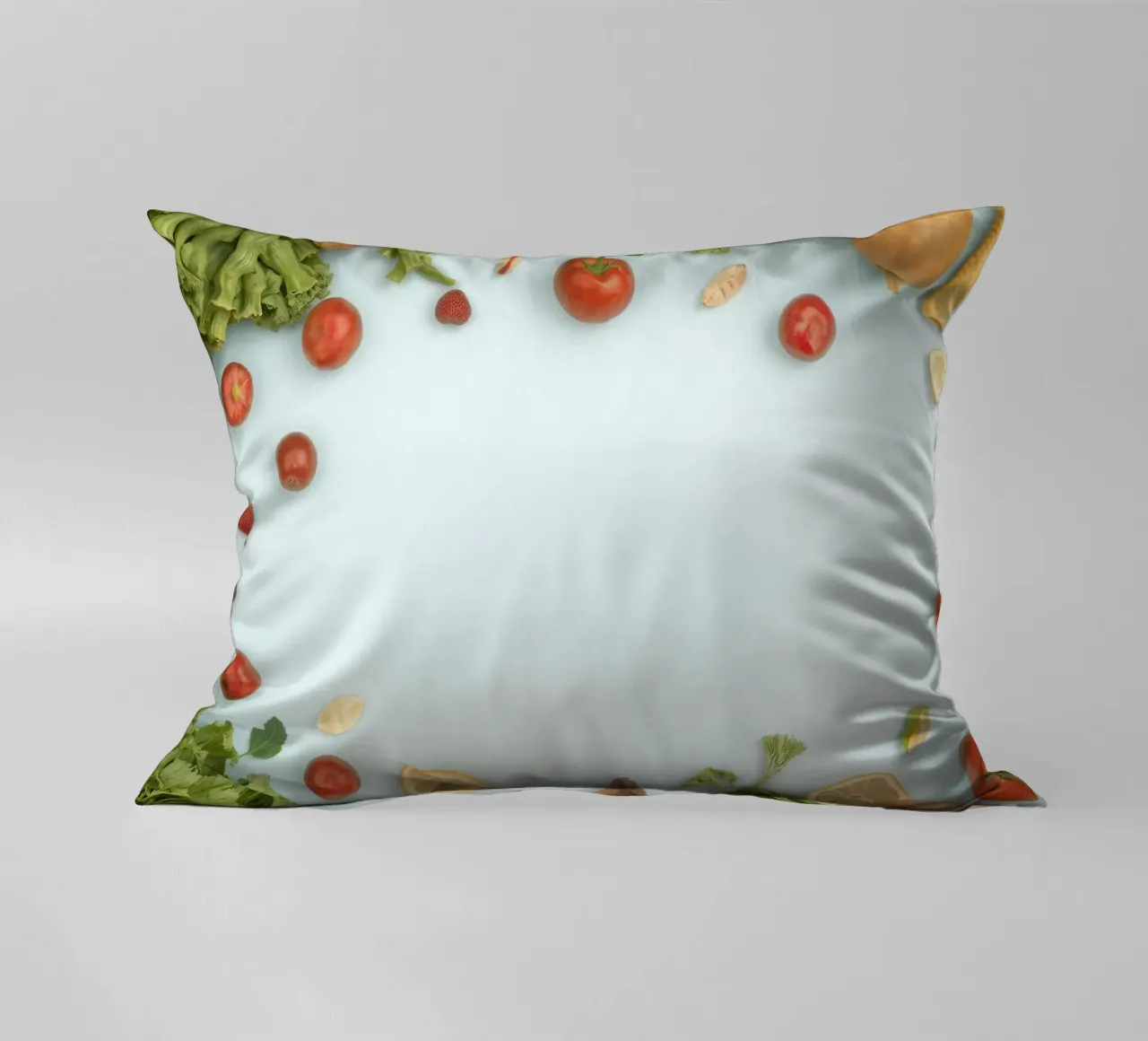 Verdura e frutta fresca disposte in modo artistico Copy Space cuscino da DesignDoodle