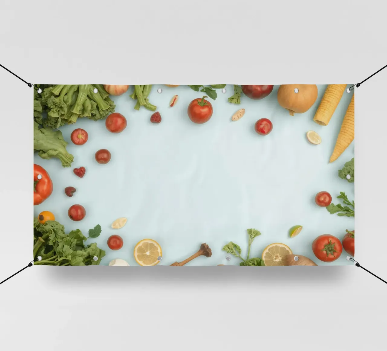 Verdura e frutta fresca disposte in modo artistico Copy Space telo in pvc da DesignDoodle