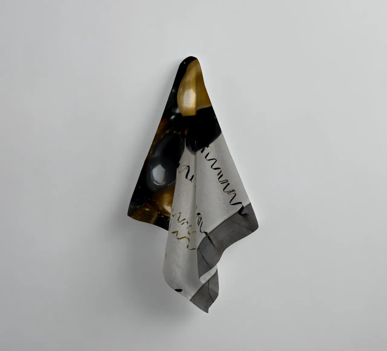 Celebration backdrop featuring black and gold balloons towel by DesignDoodle