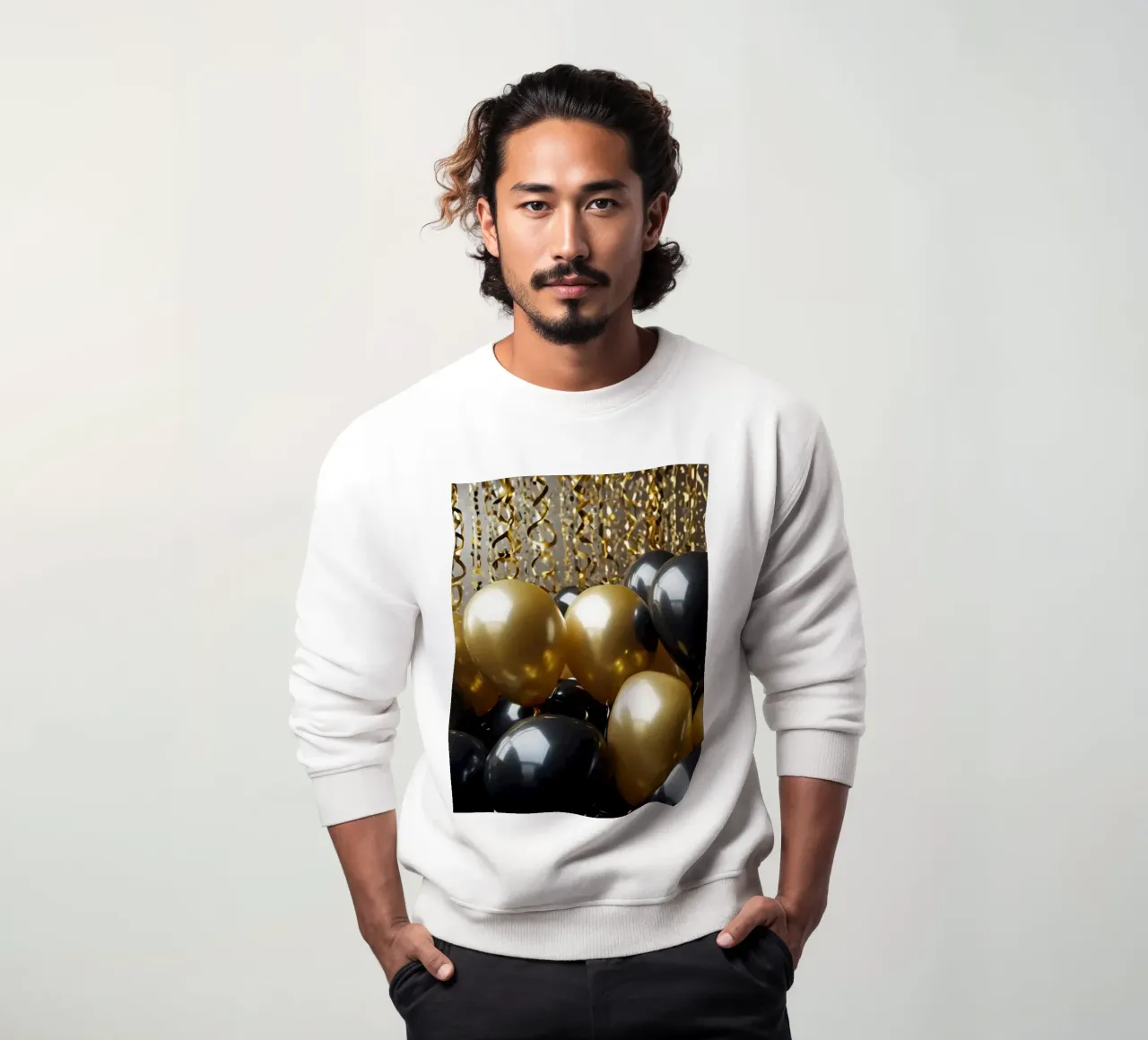 Vibrante composizione di palloncini neri e oro felpa da DesignDoodle