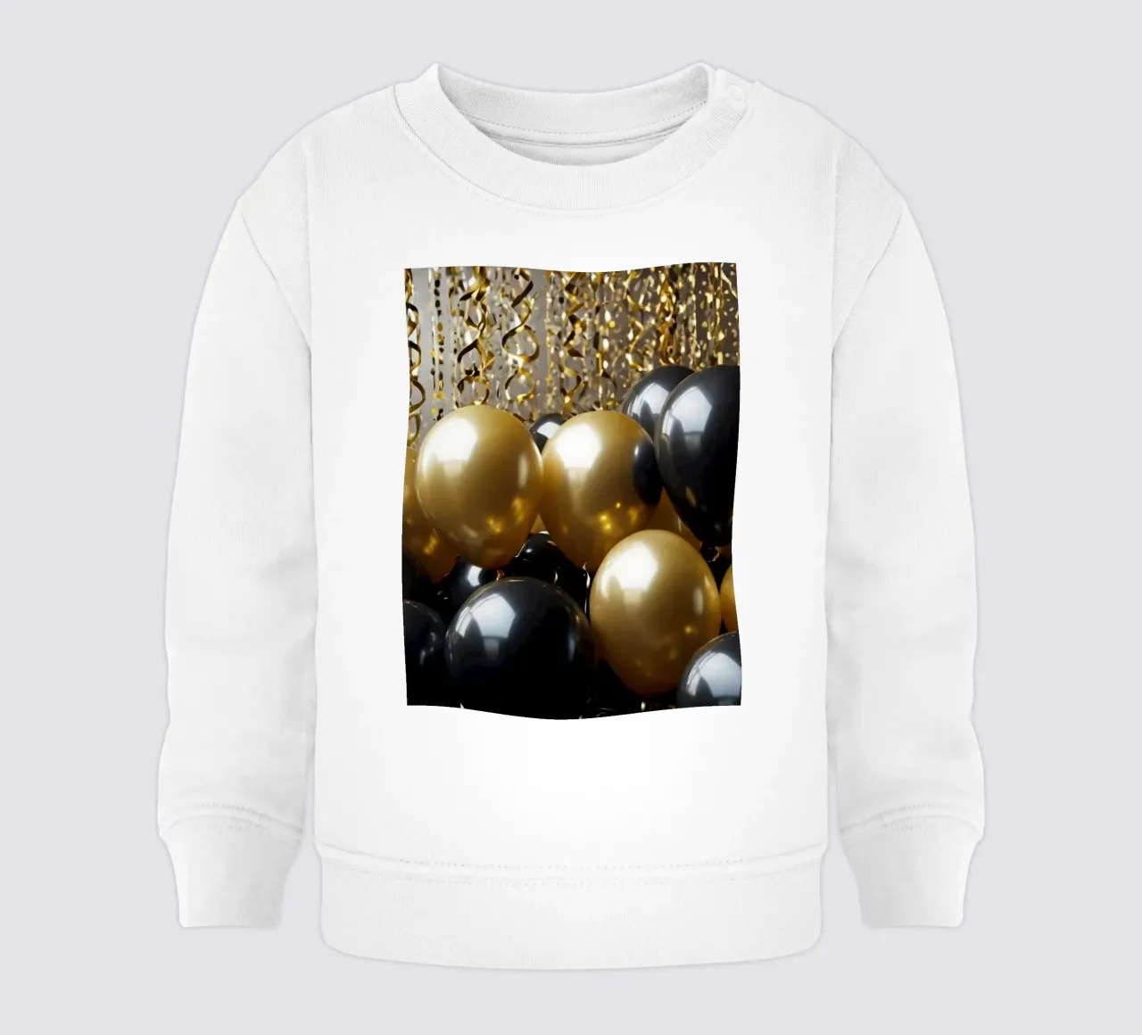 Vibrante composizione di palloncini neri e oro felpa neonato da DesignDoodle
