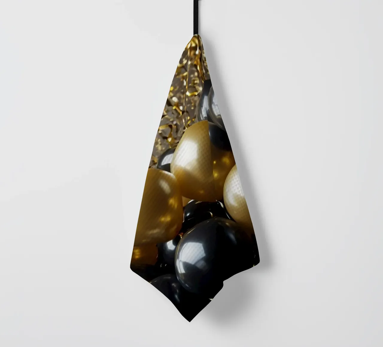 Vibrante composizione di palloncini neri e oro canovaccio da cucina da DesignDoodle