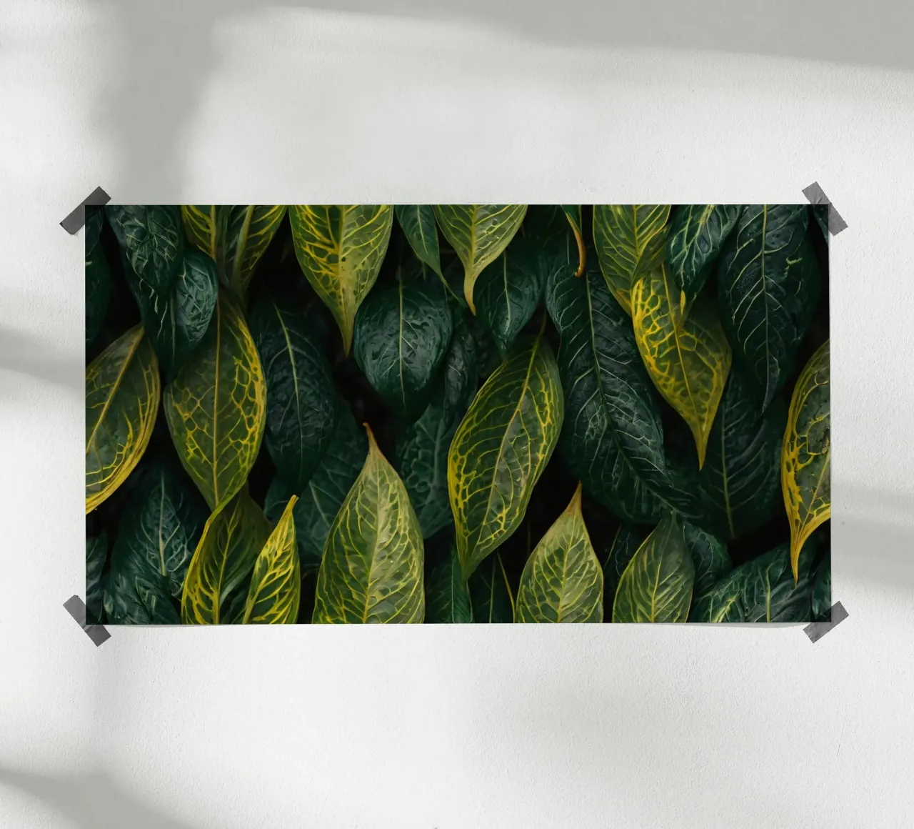 Lush green leaves with intricate textures and vibrant hues hahnemühle by DesignDoodle