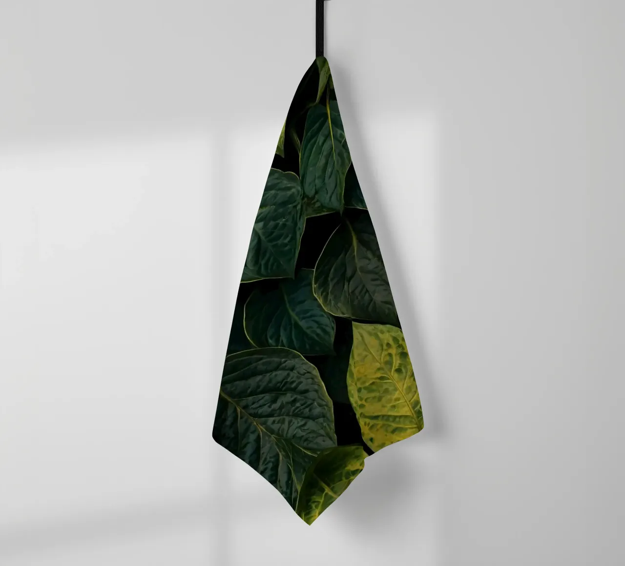 Lush green and yellow leaves create a vibrant abstract wallp tea towel by DesignDoodle