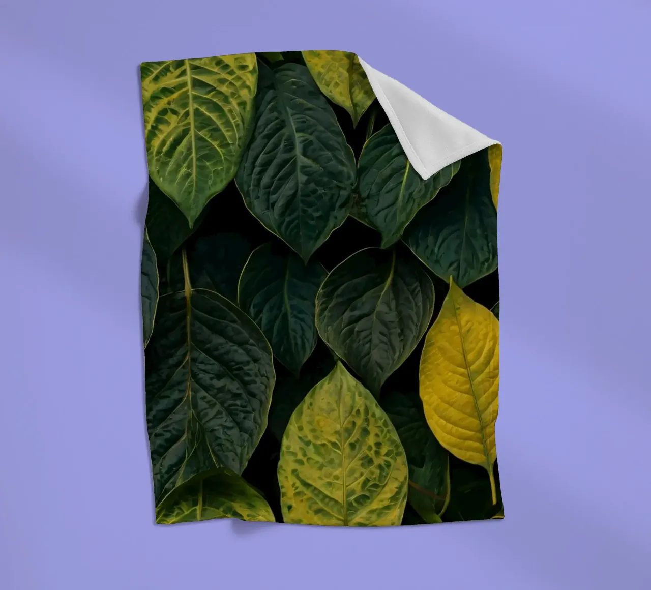 Lush green and yellow leaves create a vibrant abstract wallp fleece blanket by DesignDoodle