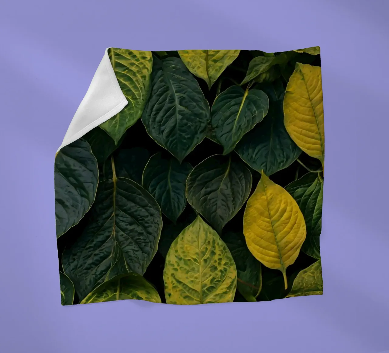 Lush green and yellow leaves create a vibrant abstract wallp fleece blanket by DesignDoodle