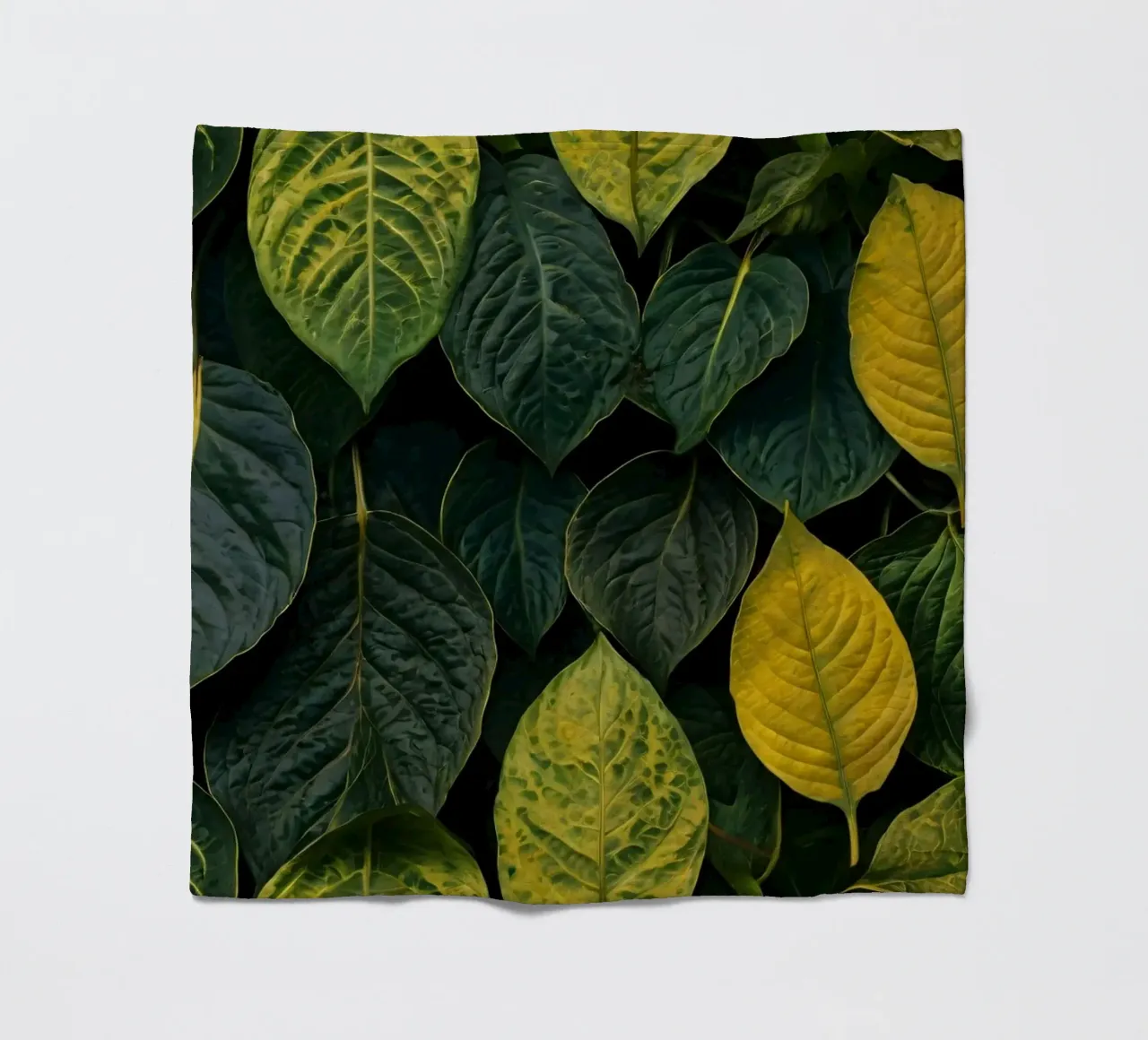 Lush green and yellow leaves create a vibrant abstract wallp fleece blanket by DesignDoodle
