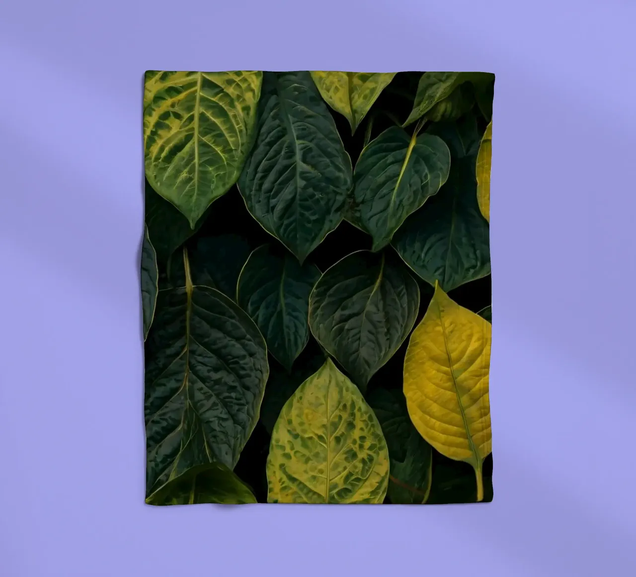 Lush green and yellow leaves create a vibrant abstract wallp fleece blanket by DesignDoodle