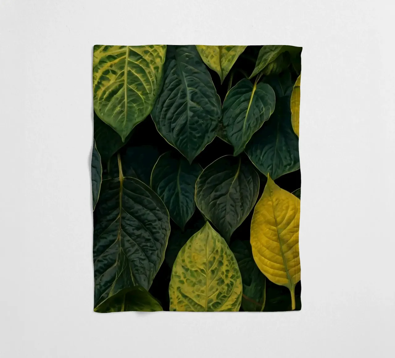 Lush green and yellow leaves create a vibrant abstract wallp fleece blanket by DesignDoodle