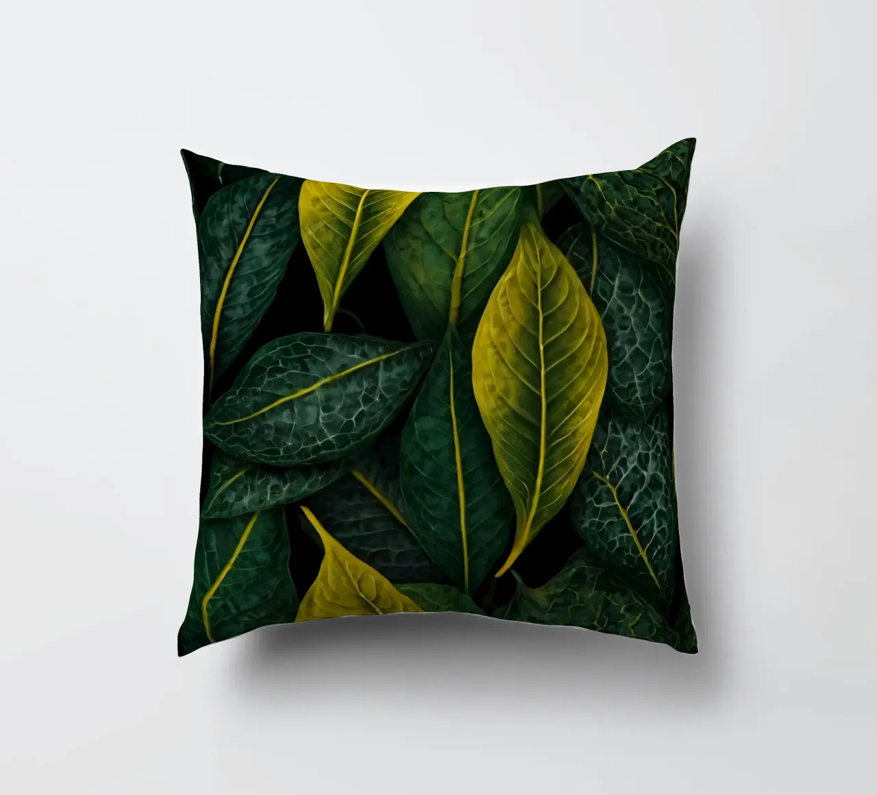 Sfondo di foglie verdi e gialle cuscino da DesignDoodle
