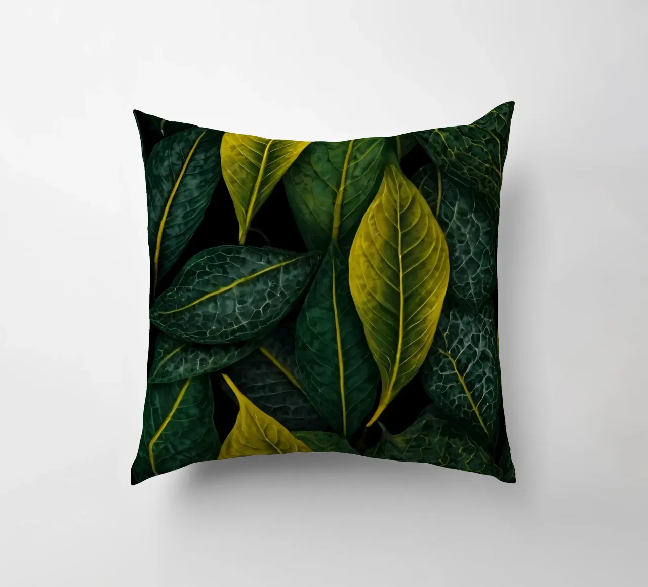 Sfondo di foglie verdi e gialle cuscino da DesignDoodle