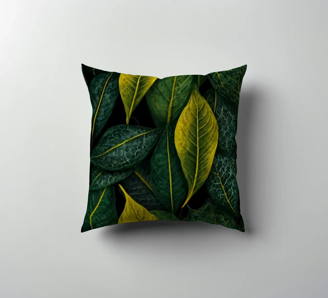 Sfondo di foglie verdi e gialle cuscino da DesignDoodle