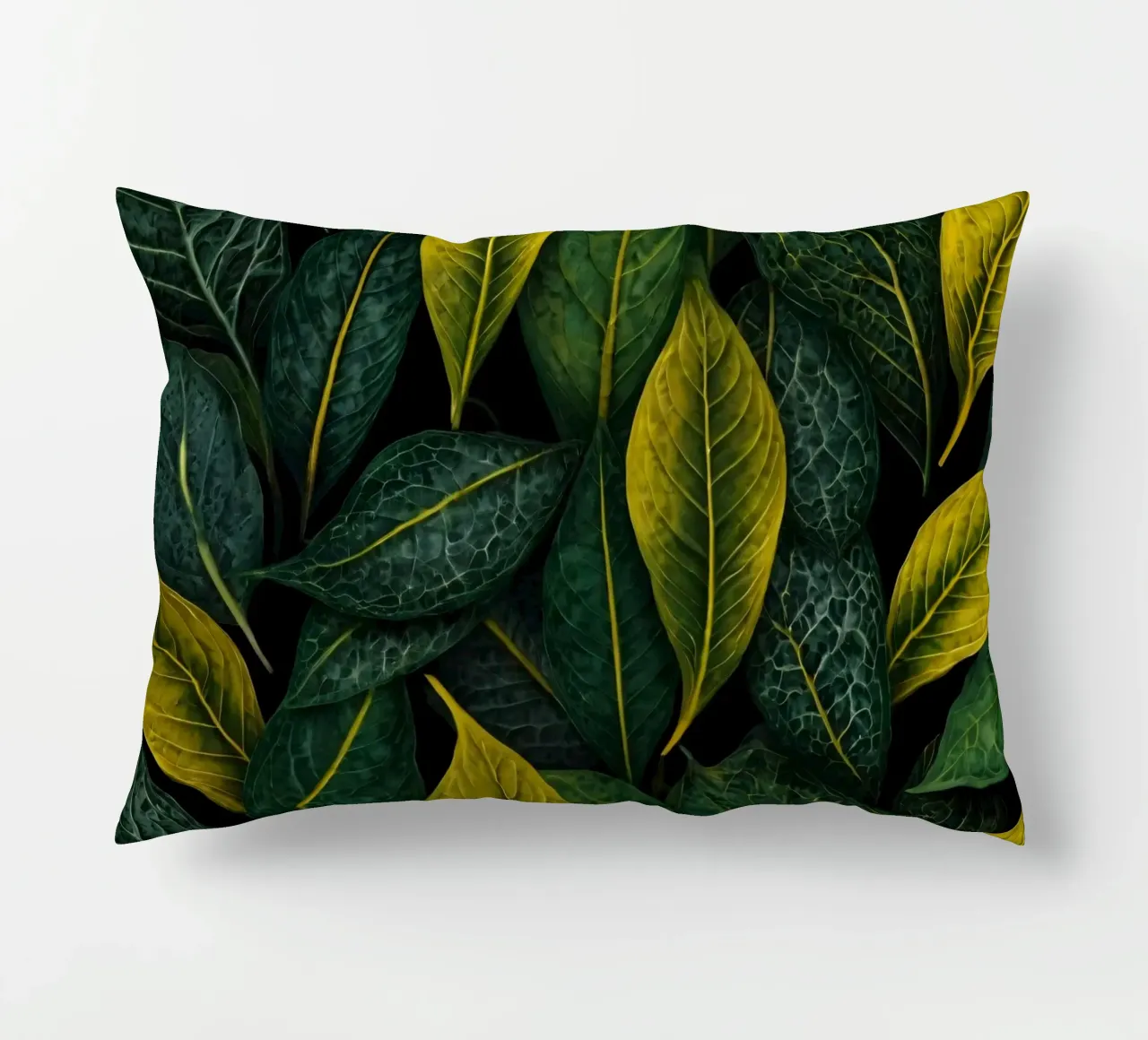 Sfondo di foglie verdi e gialle cuscino da DesignDoodle